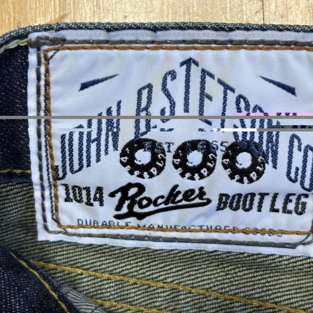 John B Stetson Jeans Mens 35x32 1014 Rocker Bootleg Cowby Western Blue‎ Denim